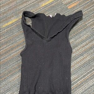 Black Ribbed Crop Top